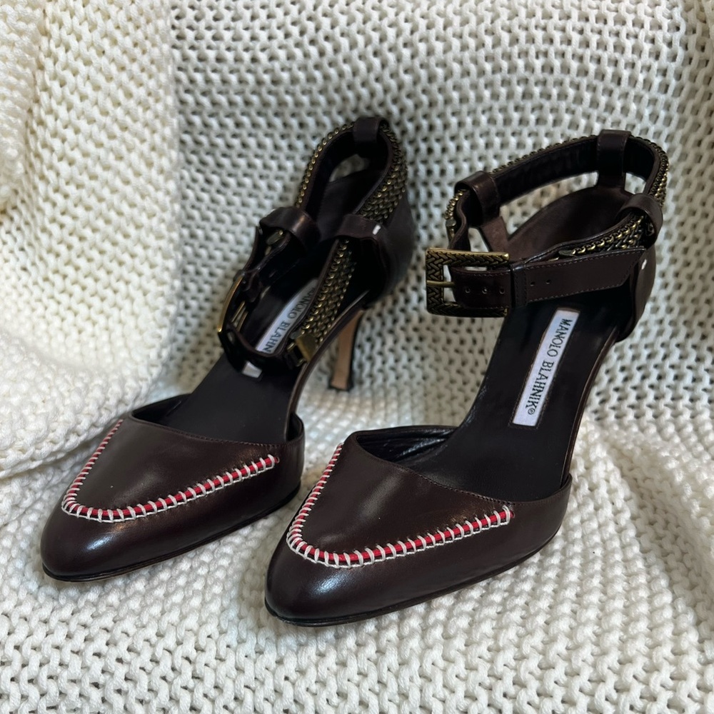 Manolo Blahnik Ankle Strap Pumps - Picture 1 of 9